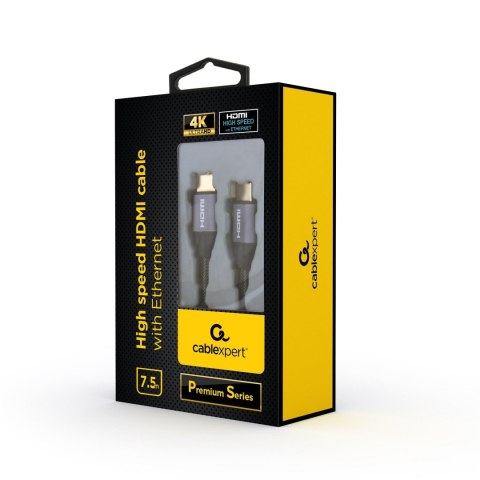 Kabel HDMI-HDMI M/M High Speed v2.0 4K UHD Ethernet seria "Premium" Gembird (7,5 m)