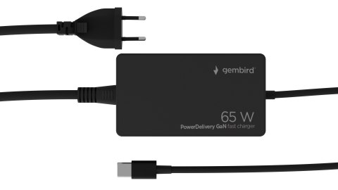 Ładowarka Gan 65W do tabletów i laptopów USB-C Gembird czarna