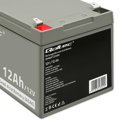 Akumulator żelowy AGM 12V 12Ah Qoltec