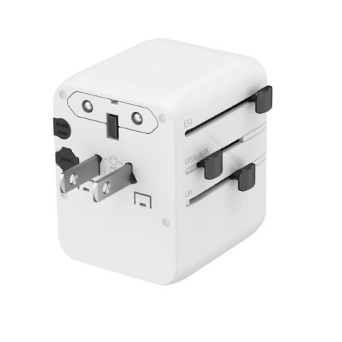 Uniwersalny adapter zasilania Gembird TPA-1A2C20-01-W z ładowarką 2x USB-C, 1x USB-A, 20W Gan biały