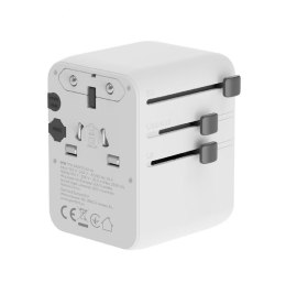 Uniwersalny adapter zasilania Gembird TPA-2A3C70-01-W z ładowarką 3x USB-C, 2x USB-A, 70W, GaN, biały