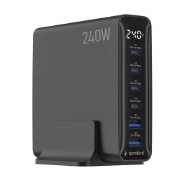 Ładowarka sieciowa Gembird TA-UC-2A4C-PD240-01-BK 6 portów USB 2xA+4xC 240W czarna