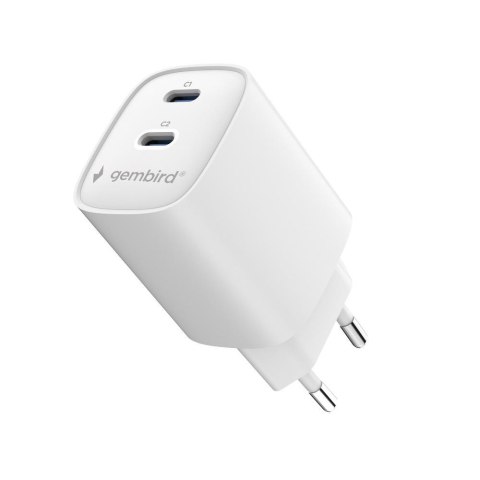 Ładowarka sieciowa Gembird TA-UC-2C-PD45-01-W 2 porty USB-C 45W biała