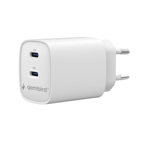 Ładowarka sieciowa Gembird TA-UC-2C-PD45-01-W 2 porty USB-C 45W biała