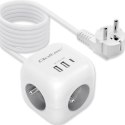 Listwa/Kostka zasilająca Qoltec 3x AC 2x USB 1x USB-C 20W 2m biała