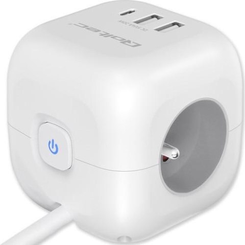 Listwa/Kostka zasilająca Qoltec 3x AC 2x USB 1x USB-C 20W 2m biała