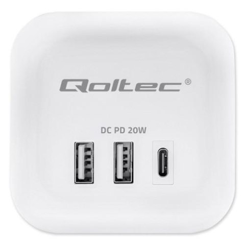 Listwa/Kostka zasilająca Qoltec 3x AC 2x USB 1x USB-C 20W 2m biała